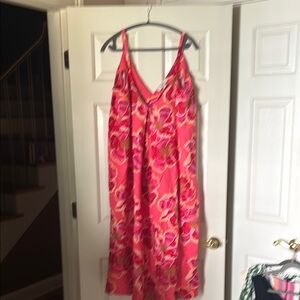 LOFT Pink and Red Floral Dress